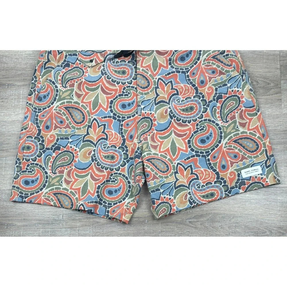 Banks Journal Paisley Board Shorts Mens 34 Muted Orange Blue Green Swim Trunks